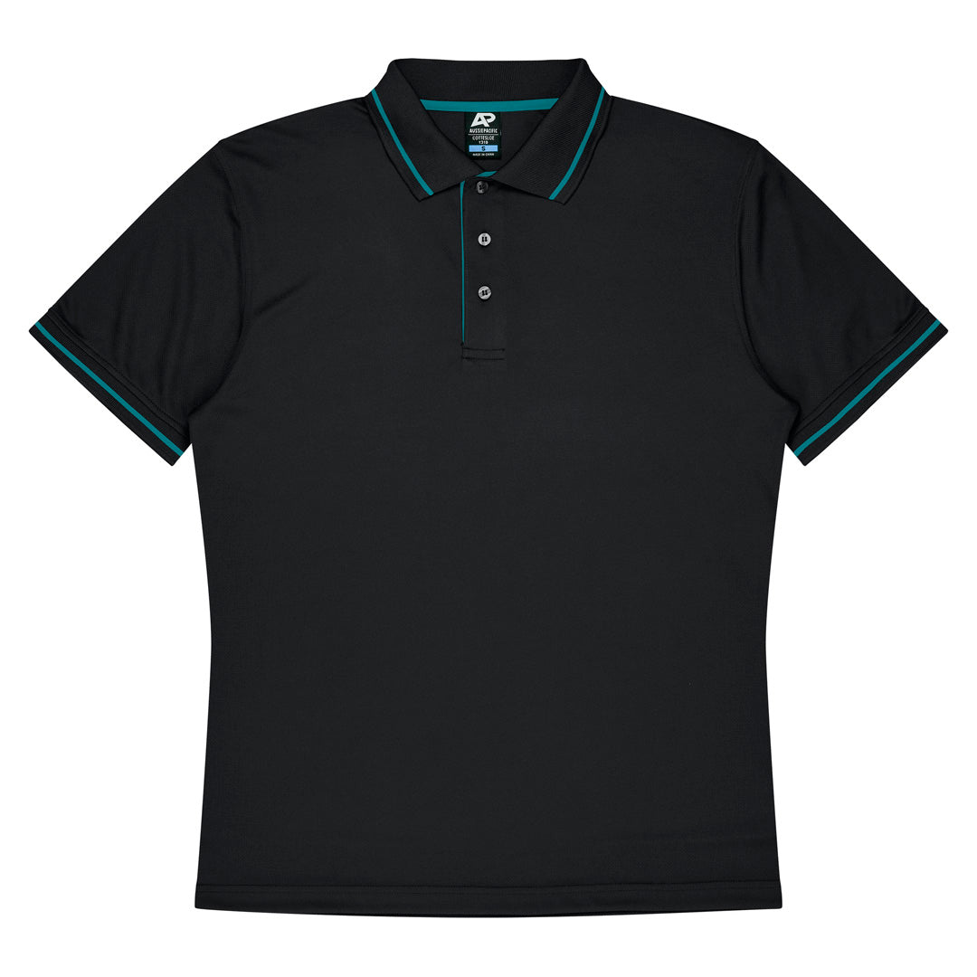 Aussie Pacific The Cottesloe Polo | Mens | Short Sleeve Black/Teal Shirts & Tops