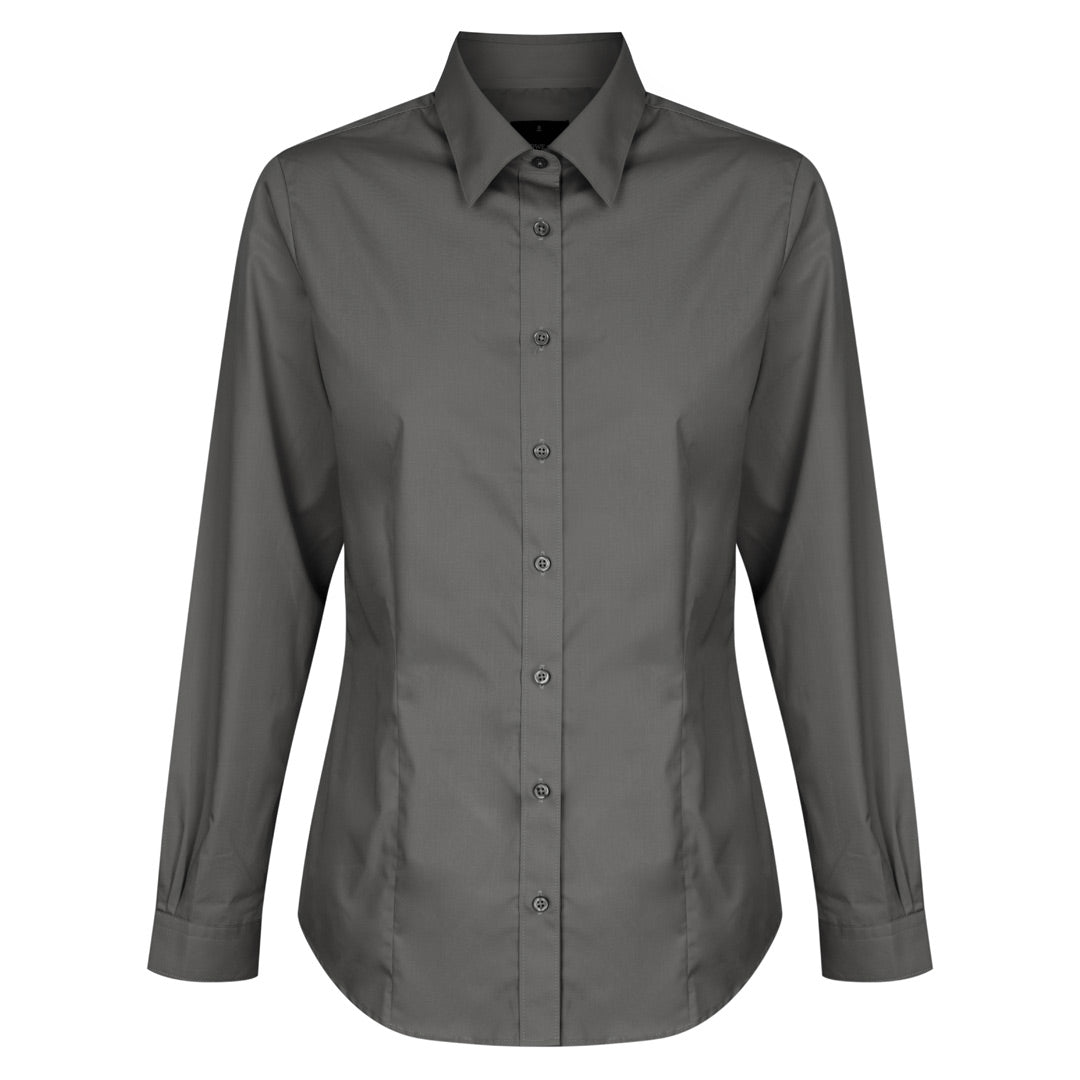 Gloweave The Nicholson Shirt | Ladies | Slim Fit | Long Sleeve Charcoal Shirts & Tops
