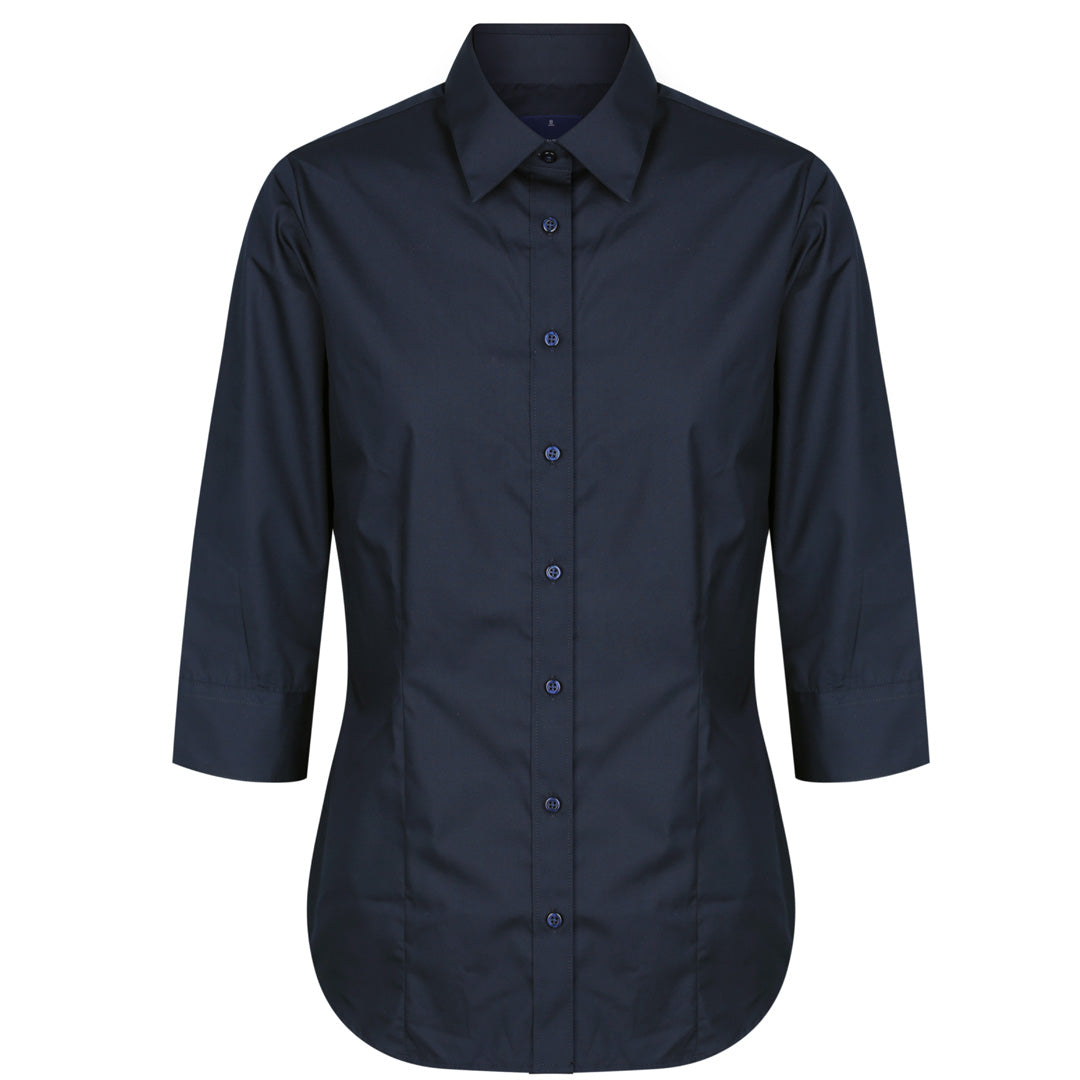 Gloweave The Nicholson Shirt | Ladies | Slim Fit | 3/4 Sleeve Navy Shirts & Tops