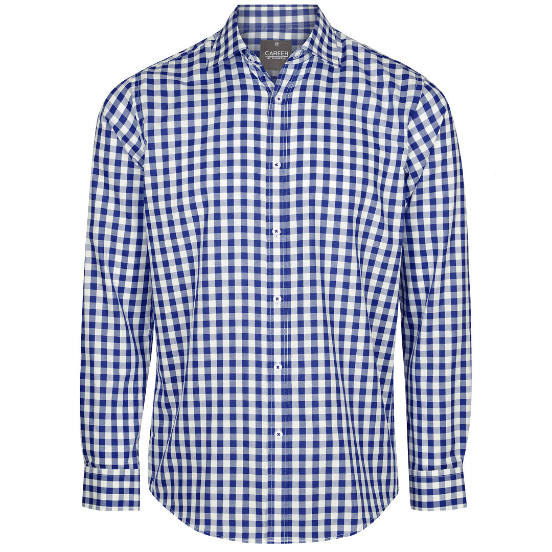 Gloweave The Degraves Oxford Check Shirt | Mens | Long Sleeve Navy Shirts & Tops