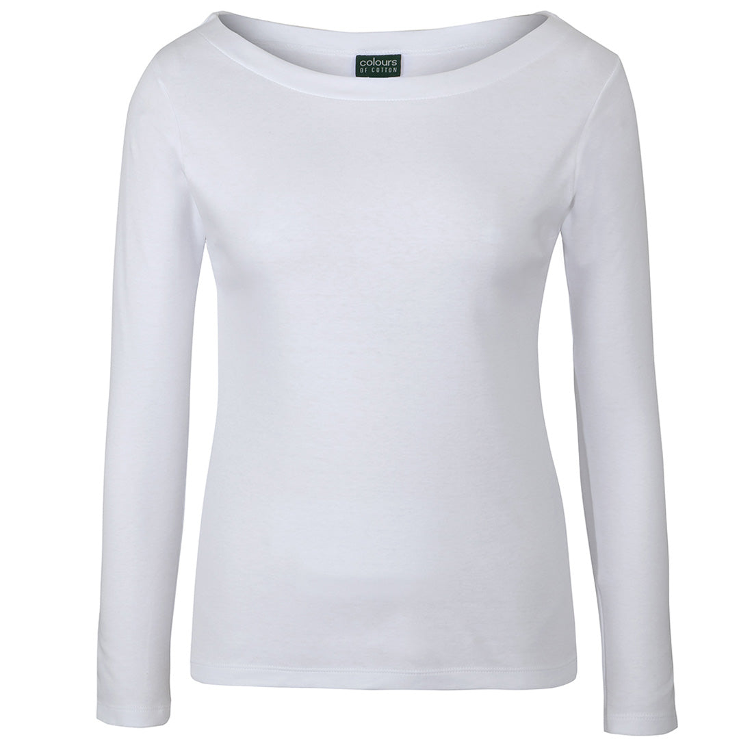 Jbs Wear The Boat Neck Tee | Long Sleeve | Ladies White Shirts & Tops