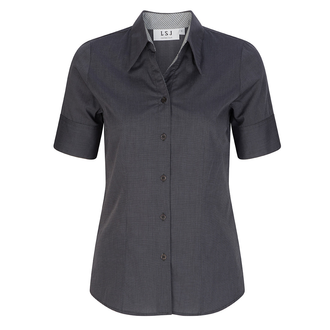 LSJ Collection The End on End Shirt | Ladies | Short Sleeve Charcoal Shirts & Tops