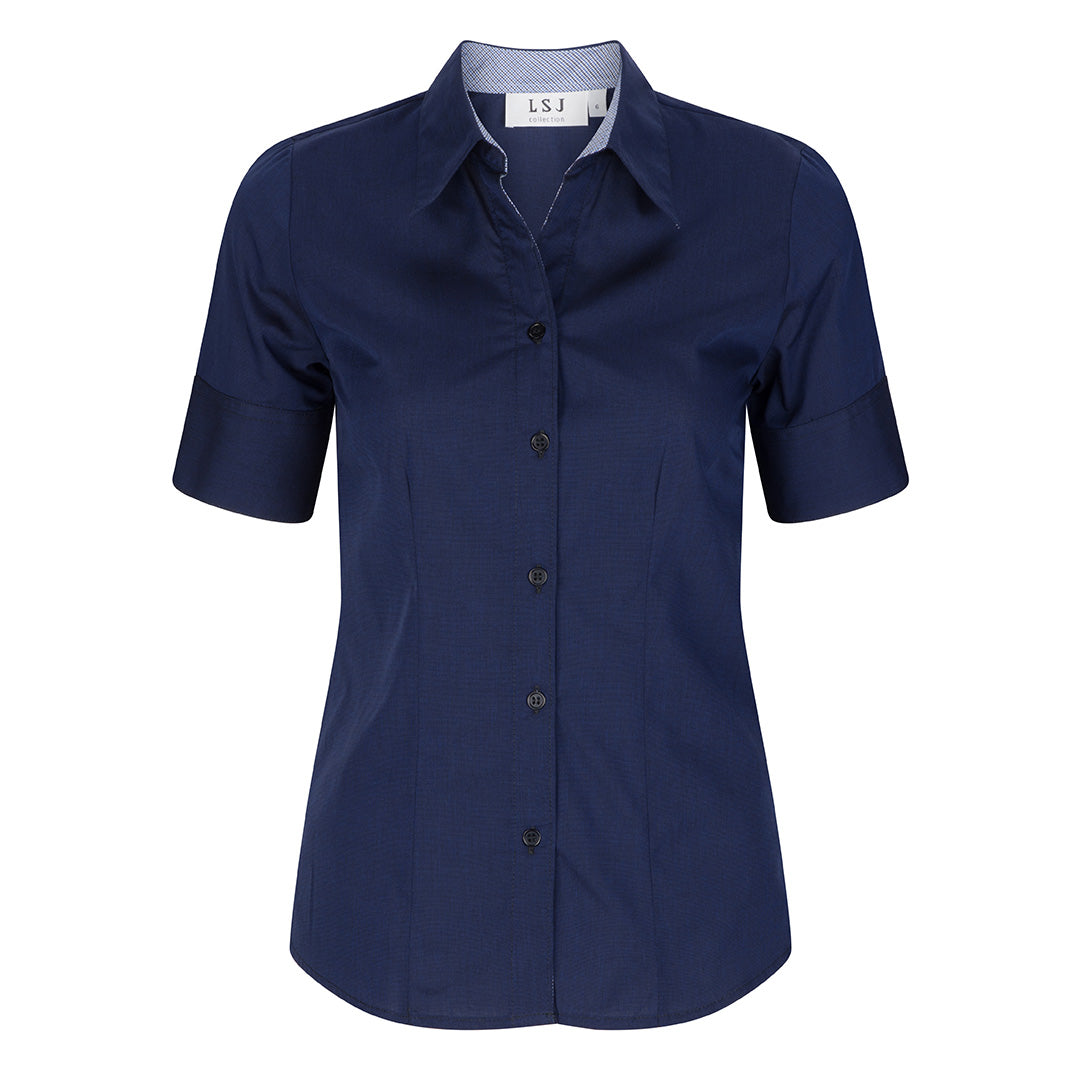 LSJ Collection The End on End Shirt | Ladies | Short Sleeve Navy Shirts & Tops