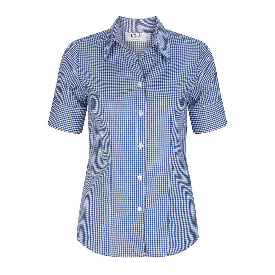 LSJ Collection The Gingham Check Shirt | Ladies | Short Sleeve Blue Shirts & Tops