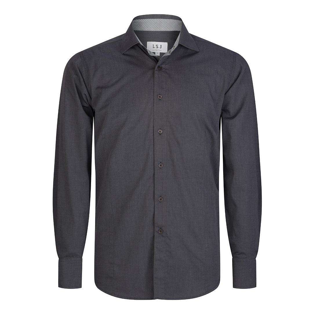 LSJ Collection The End on End Shirt | Mens | Long Sleeve | Classic Fit Charcoal Shirts & Tops