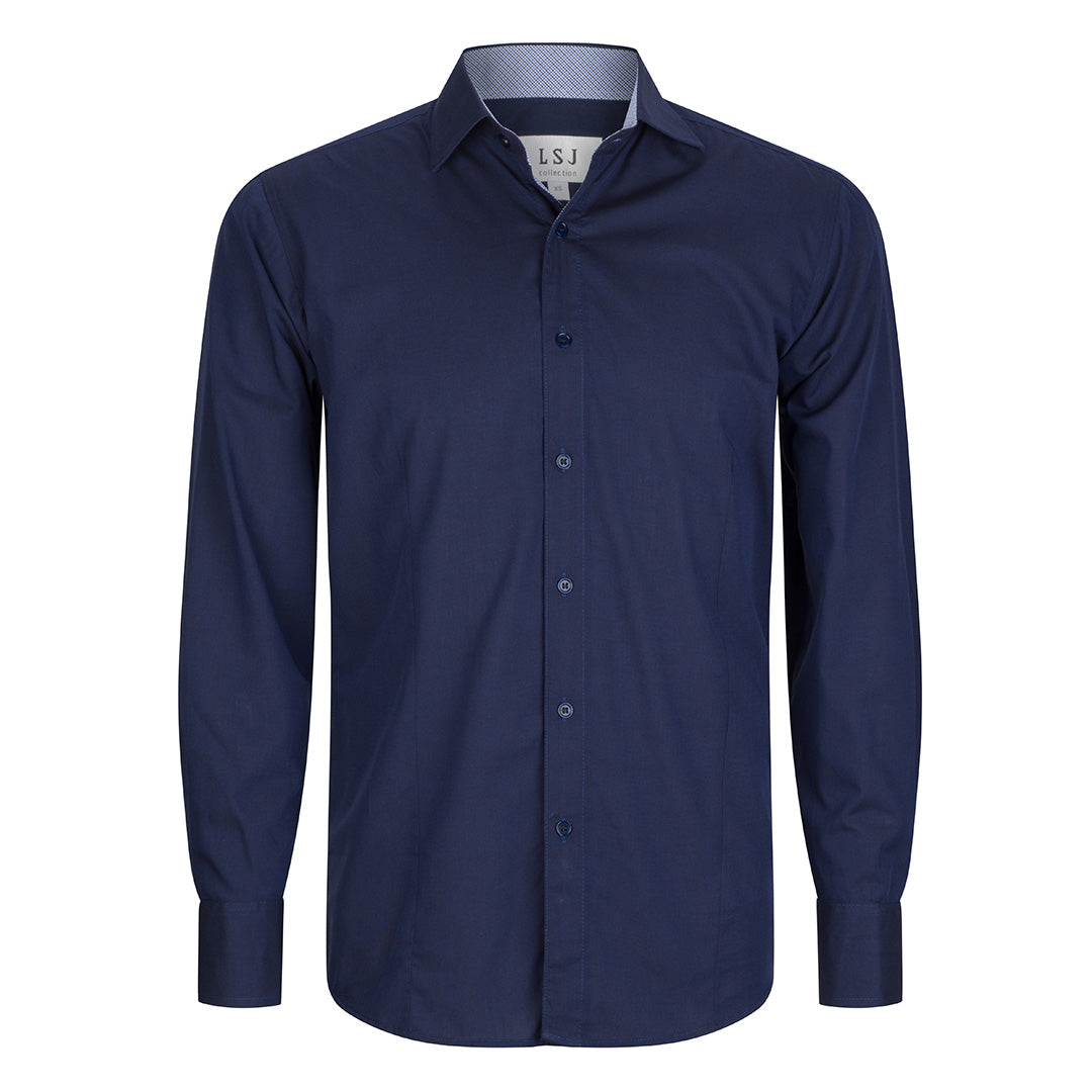 LSJ Collection The End on End Shirt | Mens | Long Sleeve | Euro Fit Navy Shirts & Tops