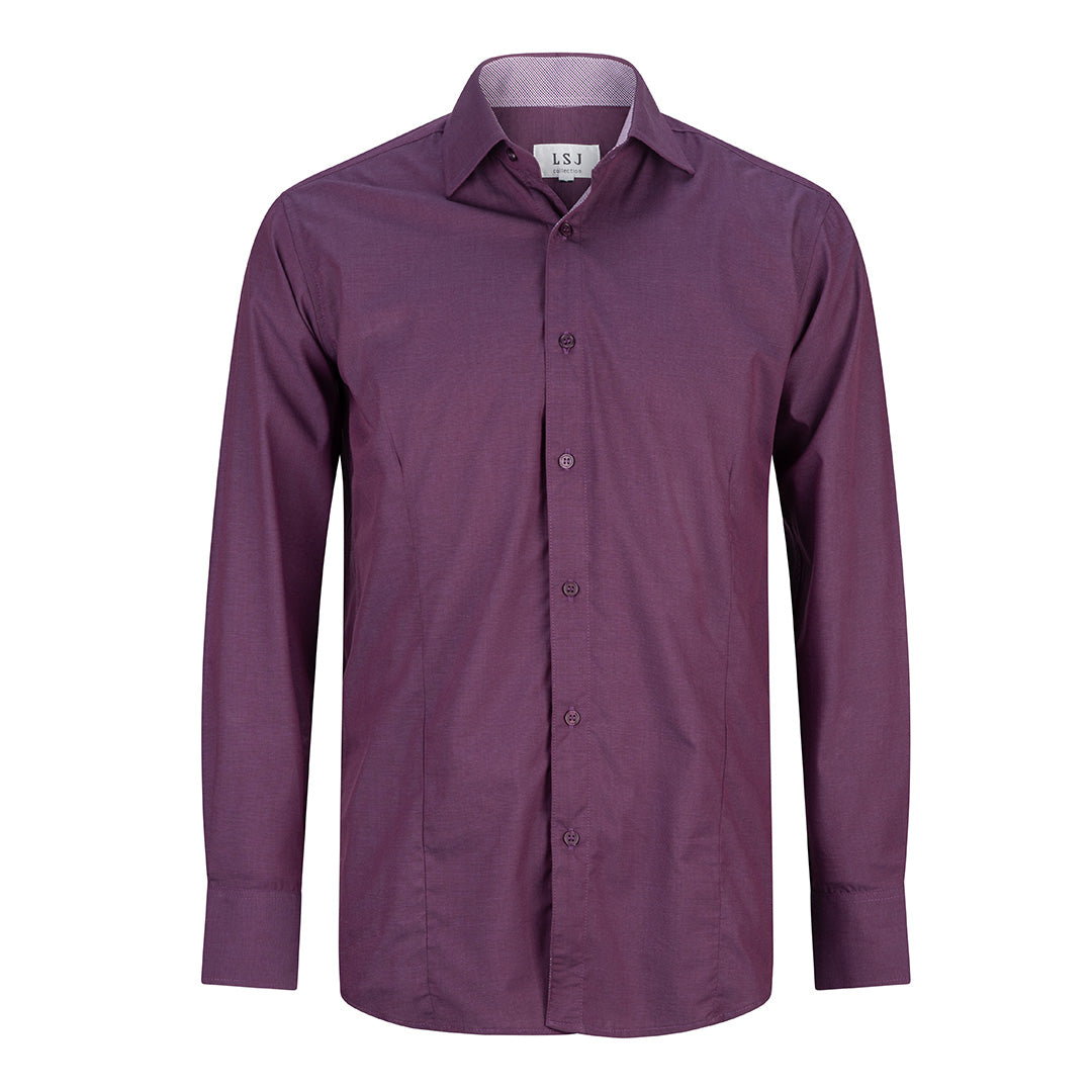 LSJ Collection The End on End Shirt | Mens | Long Sleeve | Euro Fit Plum Shirts & Tops
