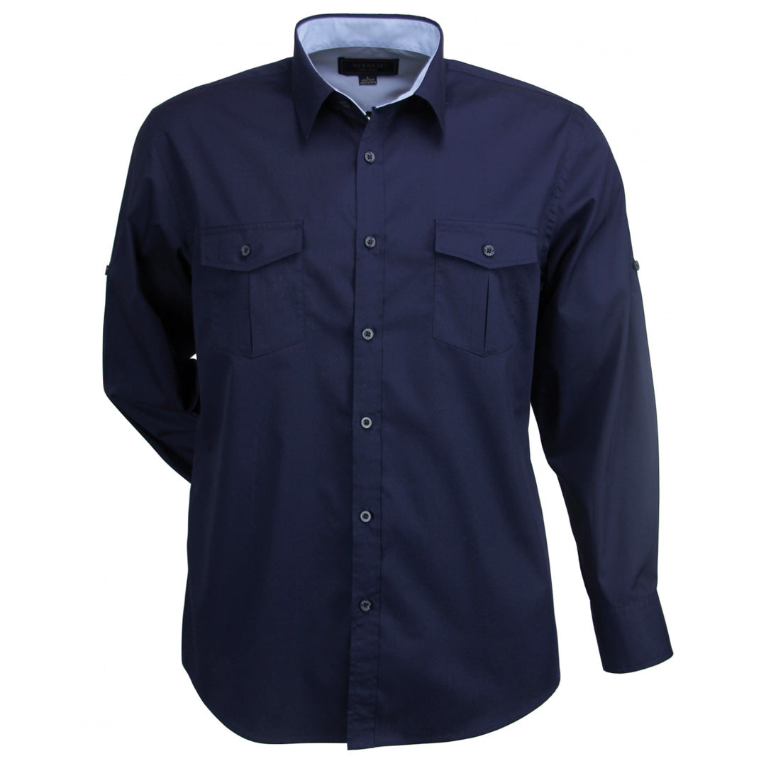 Stencil The Hospitality Nano Shirt | Mens | Long Sleeve Navy Shirts & Tops