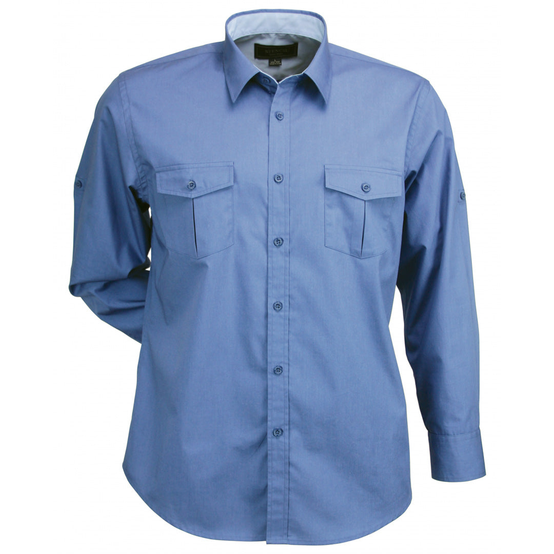 Stencil The Hospitality Nano Shirt | Mens | Long Sleeve Slate Blue Shirts & Tops