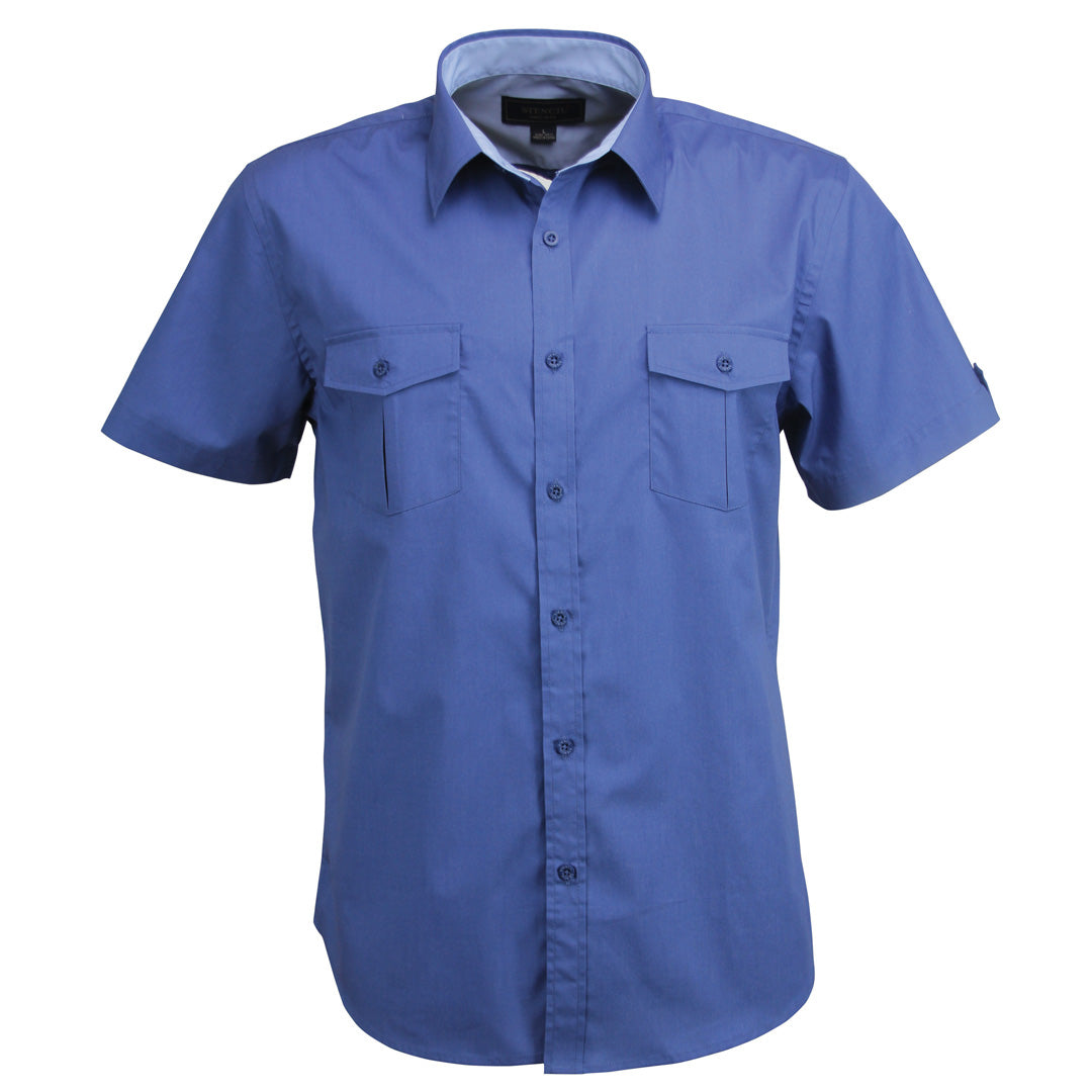 Stencil The Hospitality Nano Shirt | Mens | Short Sleeve Slate Blue Shirts & Tops