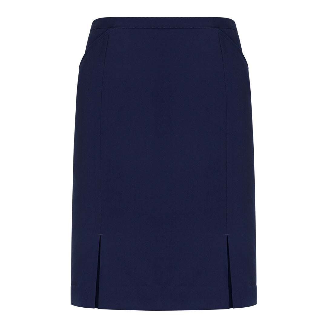 Biz Corporates The Siena Pleat Skirt | Ladies Marine Blue Skirts
