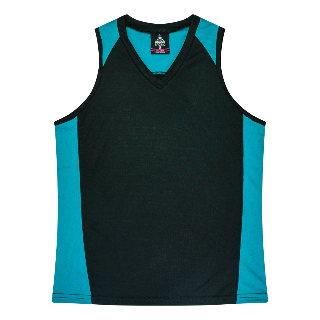 Aussie Pacific The Premier Singlet | Ladies Black/Teal Shirts & Tops