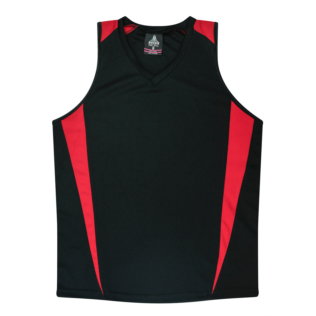 Aussie Pacific The Eureka Singlet | Ladies Black/Red Shirts & Tops