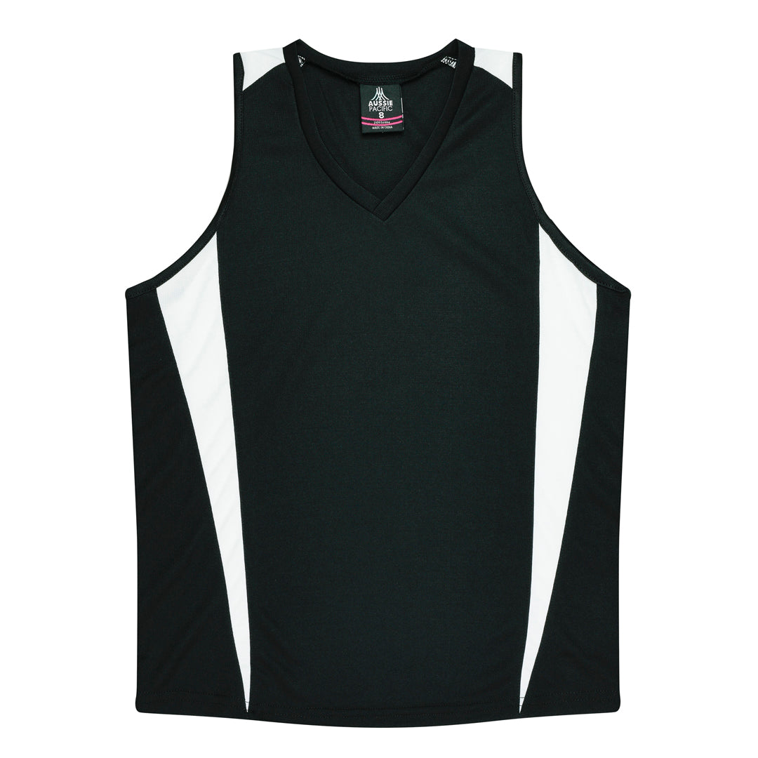 Aussie Pacific The Eureka Singlet | Ladies Black/White Shirts & Tops