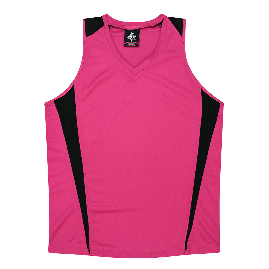 Aussie Pacific The Eureka Singlet | Ladies Pink/Black Shirts & Tops