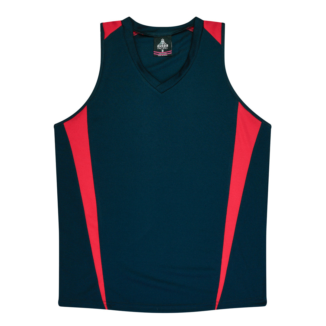 Aussie Pacific The Eureka Singlet | Ladies Navy/Red Shirts & Tops
