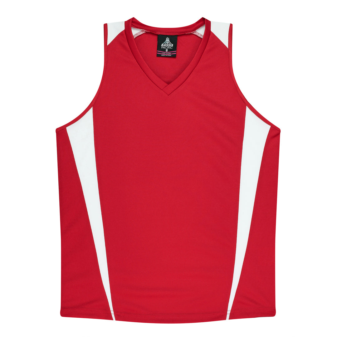 Aussie Pacific The Eureka Singlet | Ladies Red/White Shirts & Tops