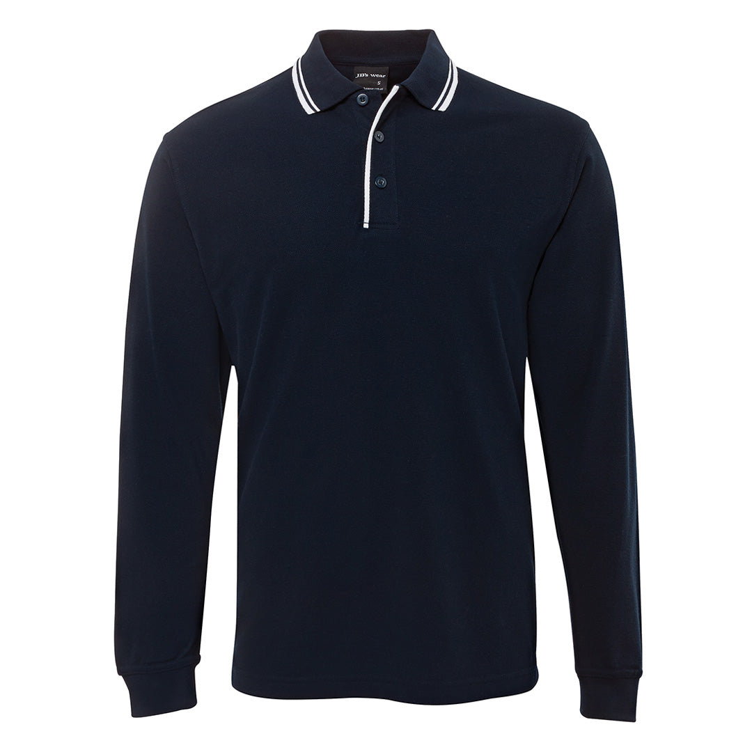 Jbs Wear The Contrast Polo | Long Sleeve | Adults Navy/White Shirts & Tops