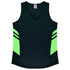 Aussie Pacific The Tasman Singlet | Ladies Black/Neon Green Shirts & Tops