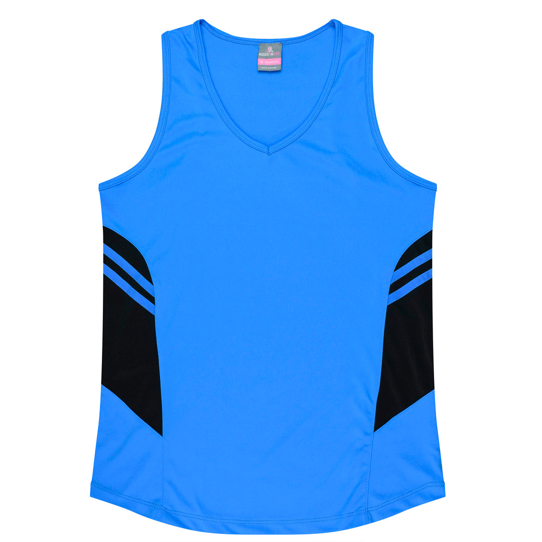 Aussie Pacific The Tasman Singlet | Ladies | Blue Base Cyan/Black Shirts & Tops