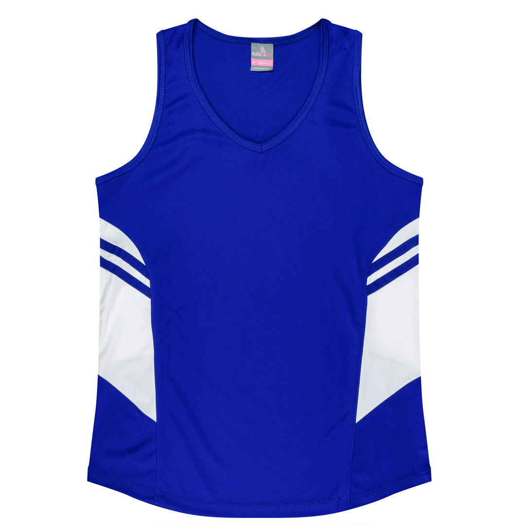 Aussie Pacific The Tasman Singlet | Ladies | Blue Base Royal/White Shirts & Tops