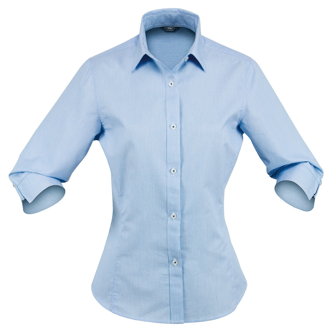 Stencil The Empire Shirt | Ladies | 3/4 Sleeve Sky/Navy Shirts & Tops