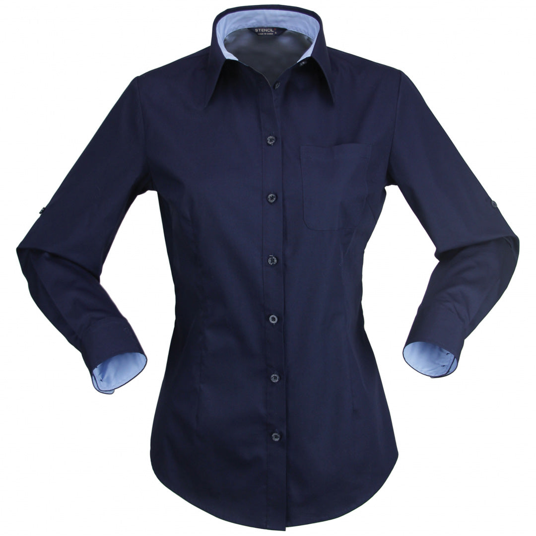 Stencil The Hospitality Nano Shirt | Ladies | Long Sleeve Navy Shirts & Tops