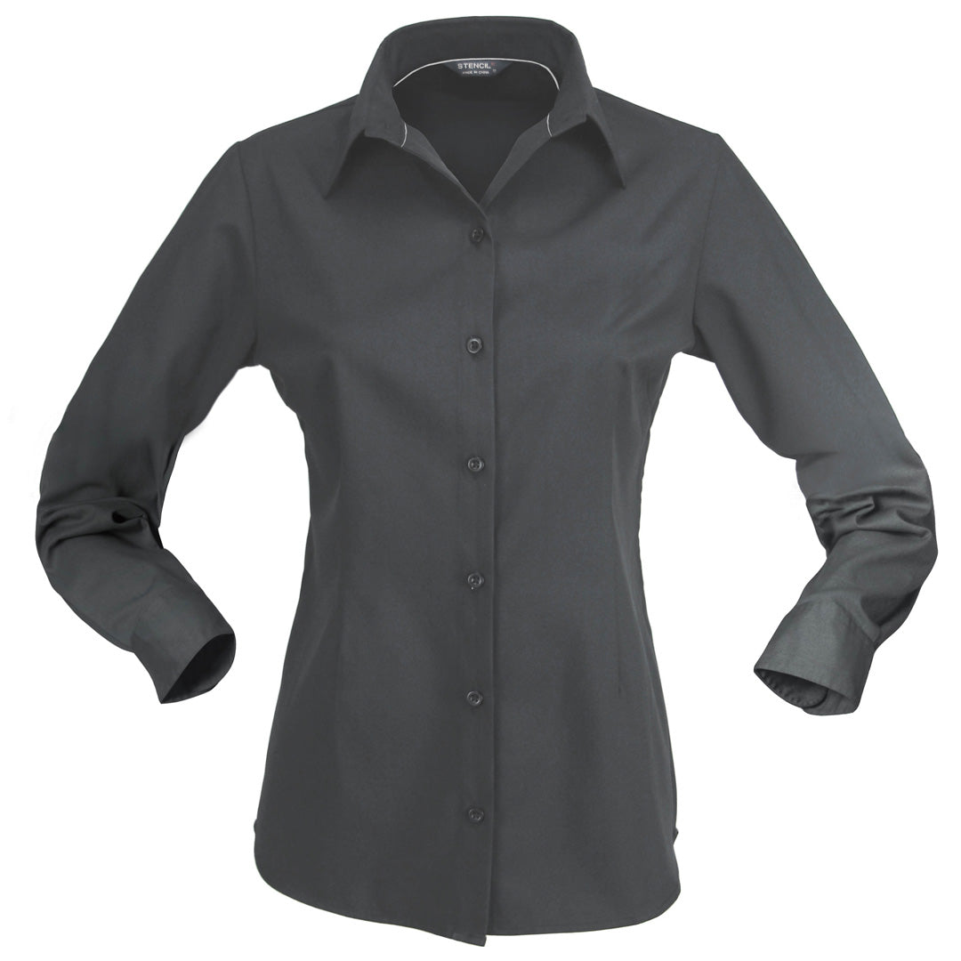 Stencil The Candidate Shirt | Ladies | Long Sleeve Charcoal Shirts & Tops