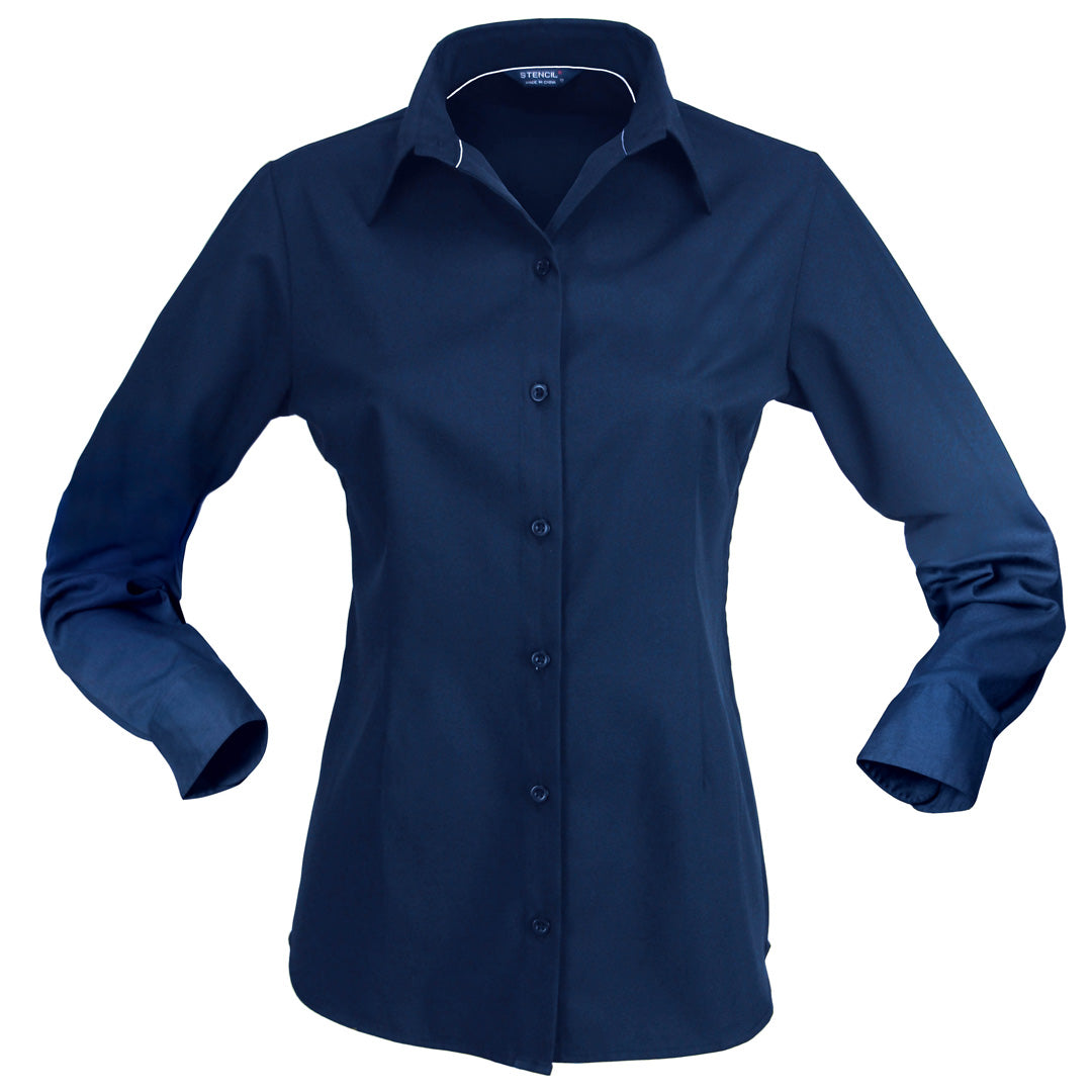 Stencil The Candidate Shirt | Ladies | Long Sleeve Navy Shirts & Tops