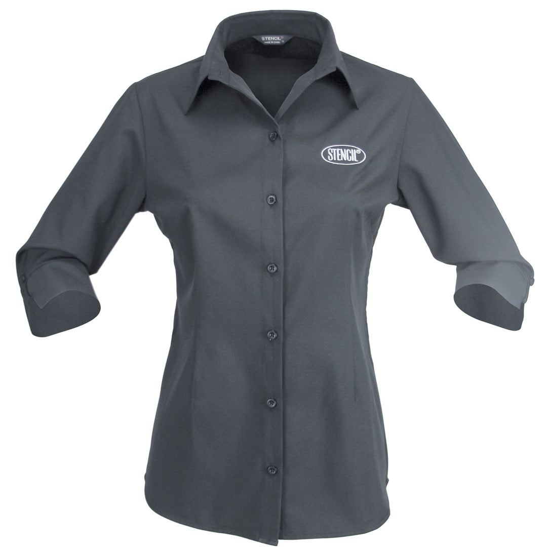 Stencil The Candidate Shirt | Ladies | 3/4 Sleeve Charcoal Shirts & Tops