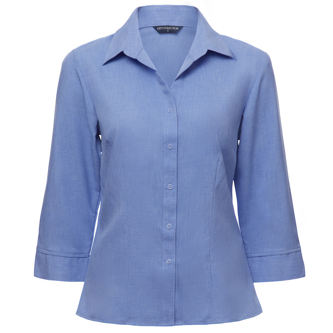 City Collection The Ezylin Shirt | Ladies | 3/4 Sleeve | Plus Light Blue Shirts & Tops