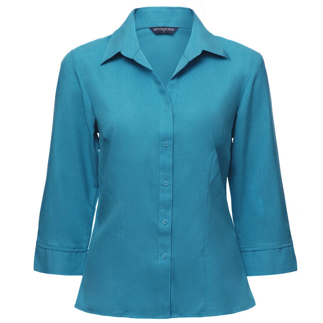 City Collection The Ezylin Shirt | Ladies | 3/4 Sleeve | Plus Teal Shirts & Tops