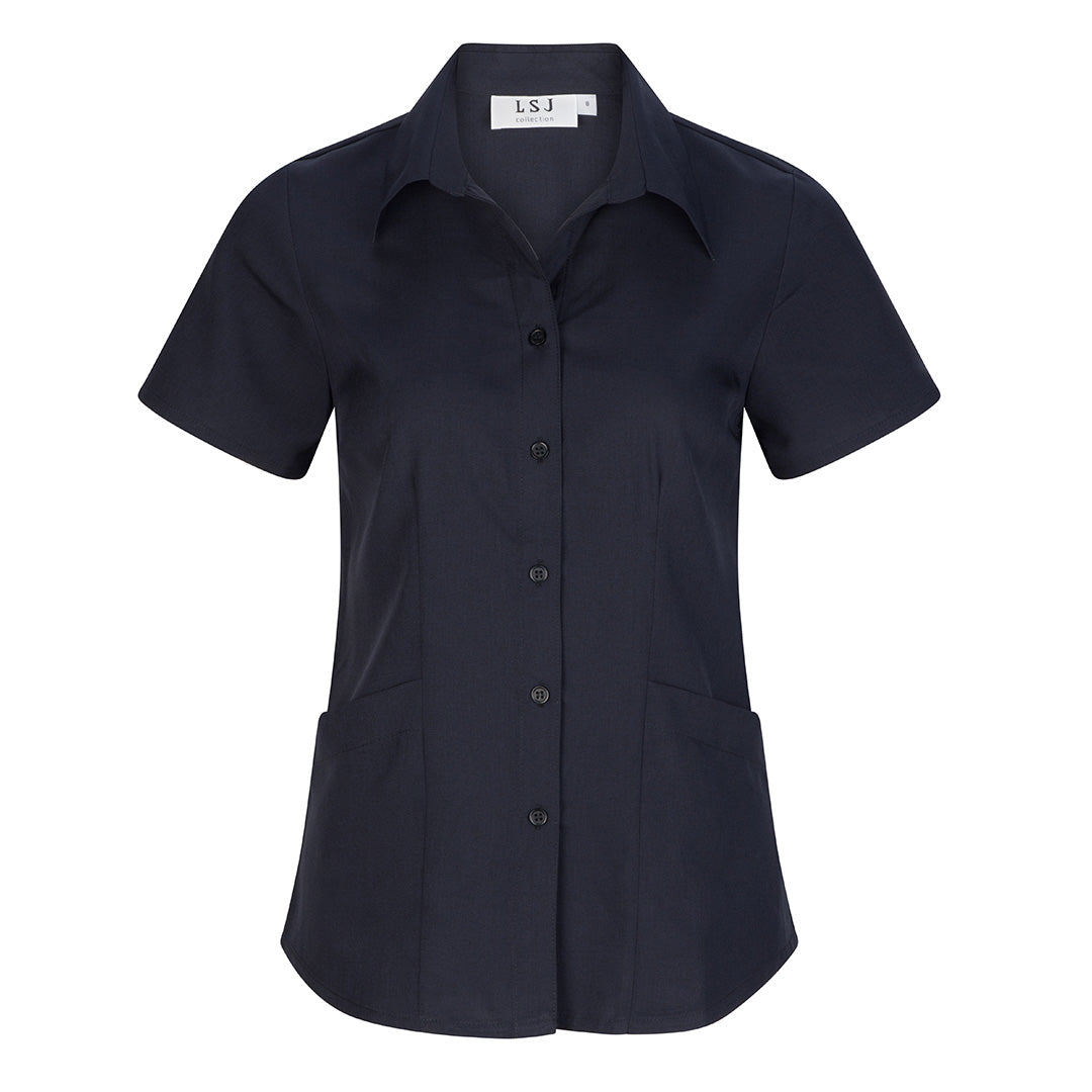 LSJ Collection The Stretch Freedom Shirt | Ladies | Short Sleeve Navy Shirts & Tops