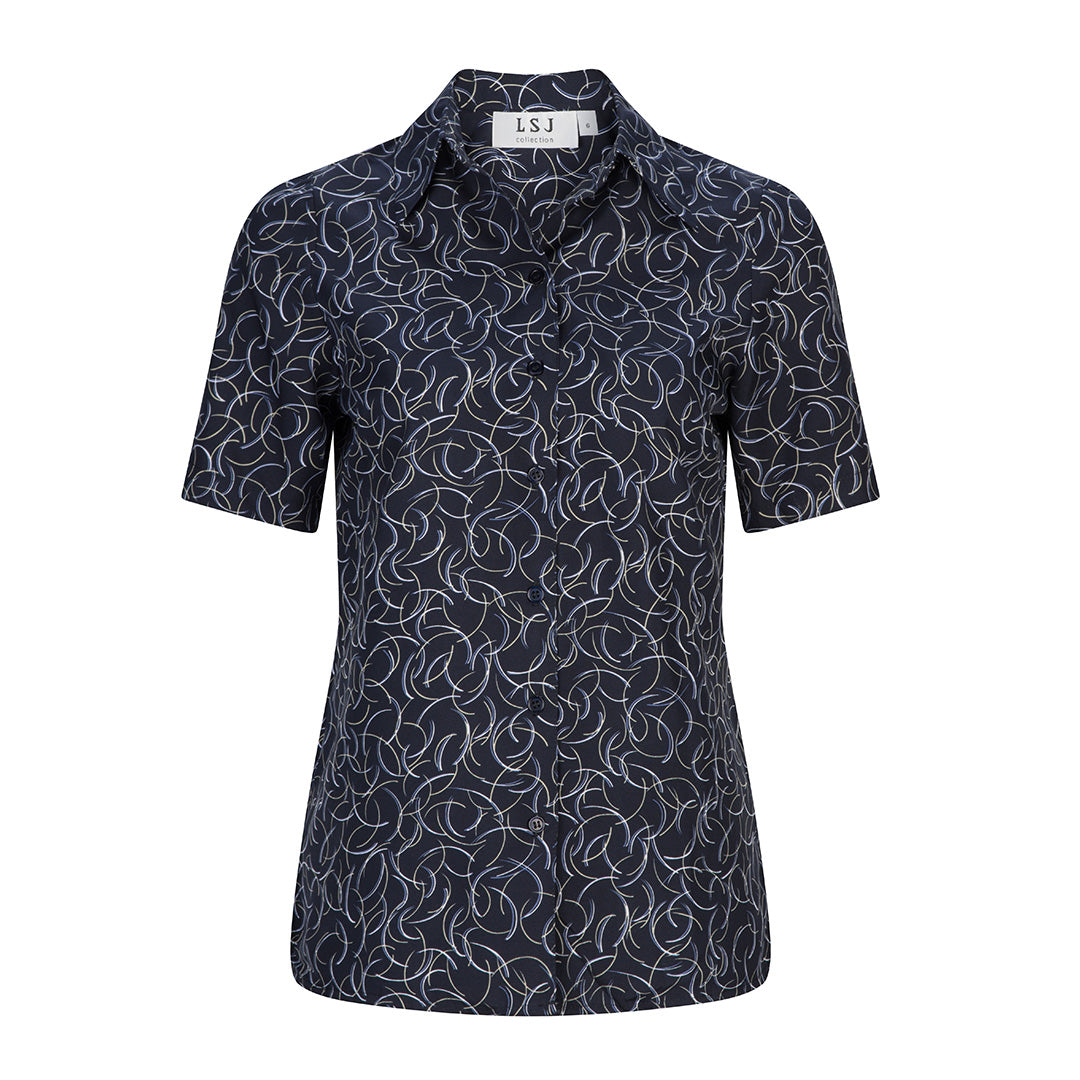 LSJ Collection The Breeze Shirt | Ladies | Short Sleeve Navy/White Shirts & Tops