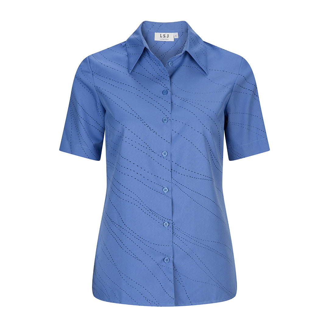 LSJ Collection The Wave Shirt | Ladies | Short Sleeve Blue Shirts & Tops