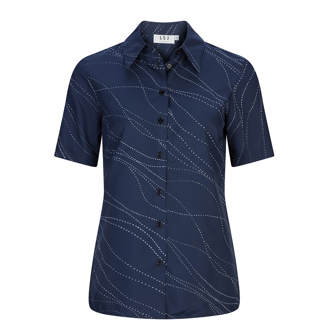 LSJ Collection The Wave Shirt | Ladies | Short Sleeve Navy Shirts & Tops