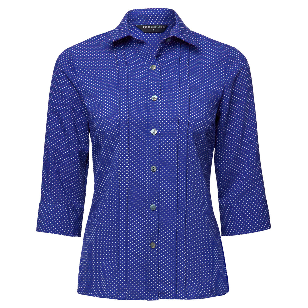 City Collection The Spot Shirt | Ladies | 3/4 Sleeve | Plus Cobalt Shirts & Tops