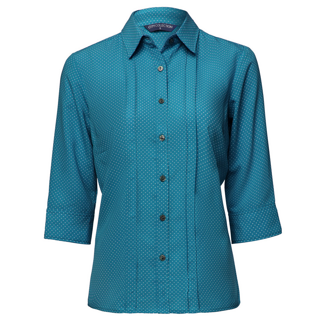 City Collection The Spot Shirt | Ladies | 3/4 Sleeve | Plus Teal Shirts & Tops