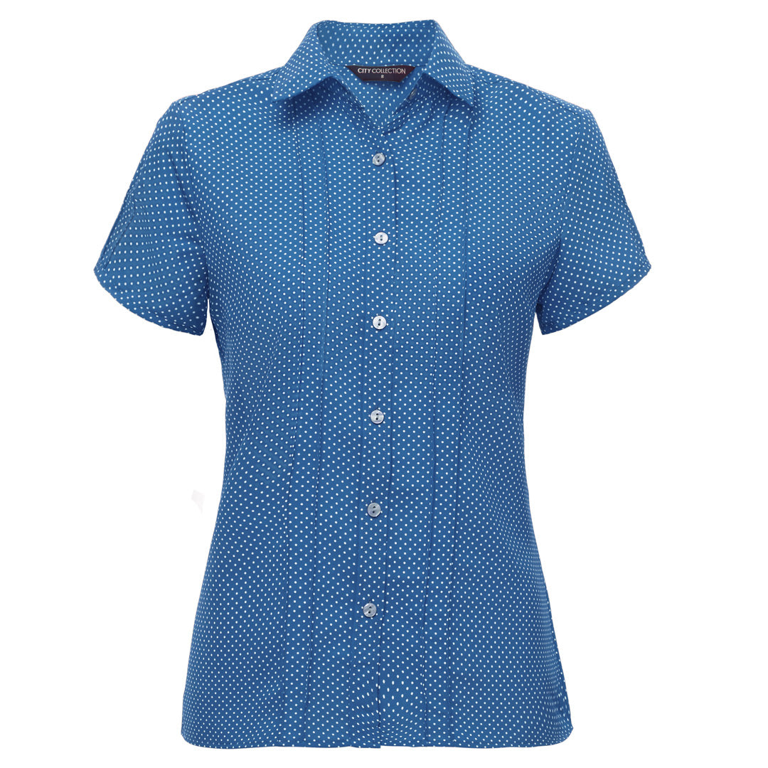 City Collection The Spot Shirt | Ladies | Short Sleeve Mid Blue Shirts & Tops