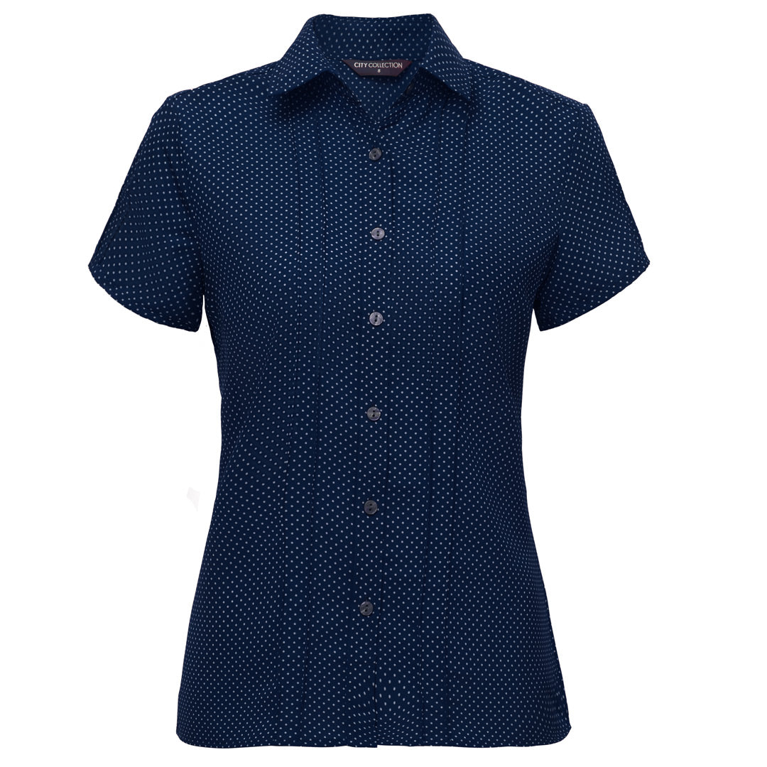 City Collection The Spot Shirt | Ladies | Short Sleeve | Plus Navy Shirts & Tops