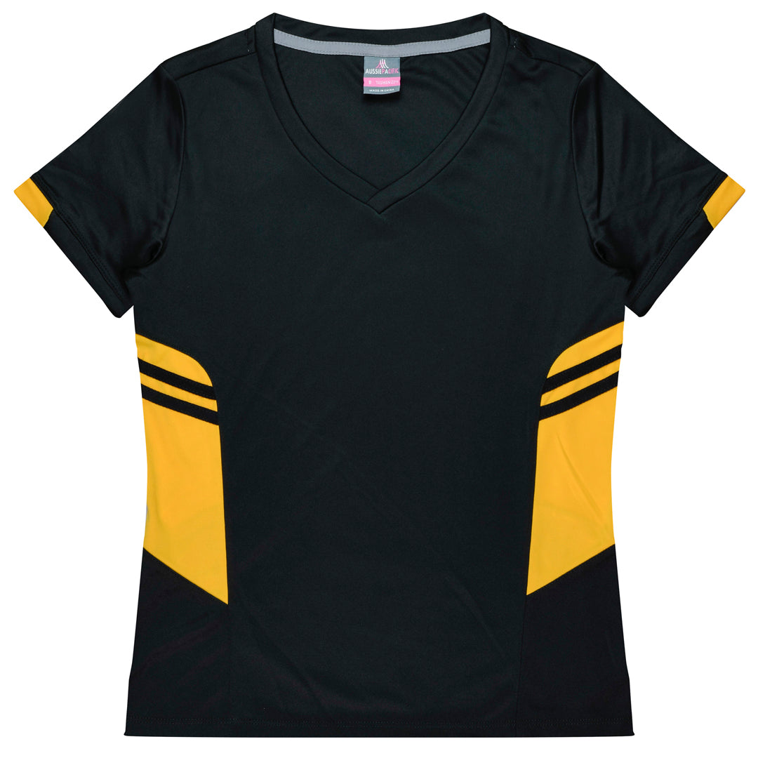 Aussie Pacific The Tasman Tee | Ladies | Short Sleeve | Black Base Black/Gold Shirts & Tops