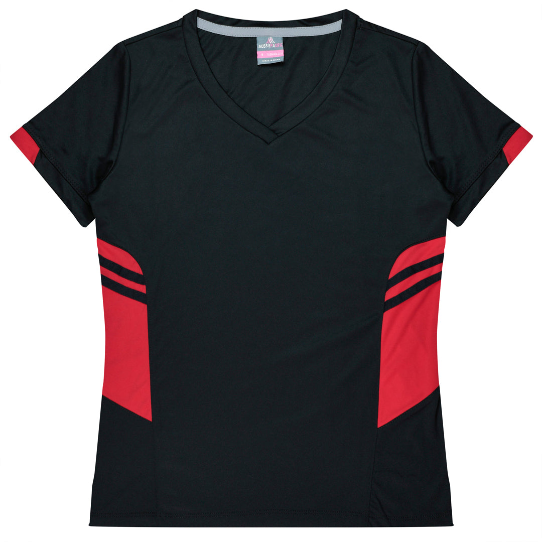 Aussie Pacific The Tasman Tee | Ladies | Short Sleeve | Black Base Black/Red Shirts & Tops