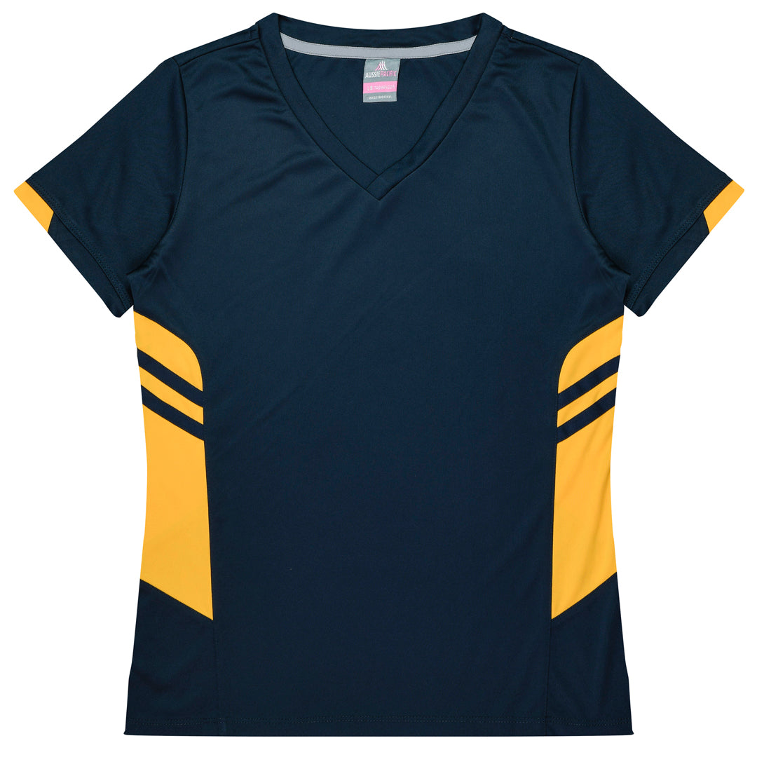 Aussie Pacific The Tasman Tee | Ladies | Short Sleeve | Navy Base Navy/Gold Shirts & Tops