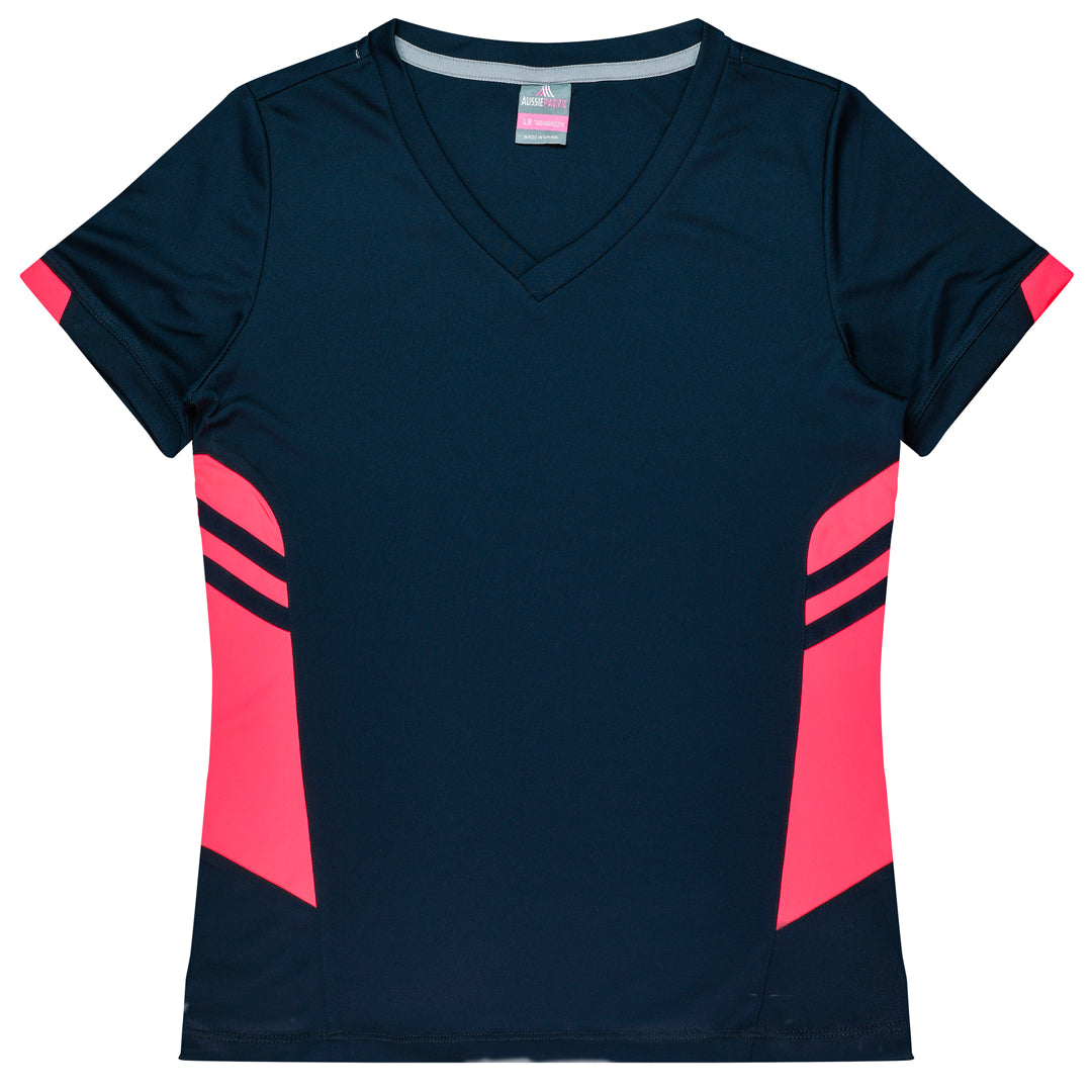 Aussie Pacific The Tasman Tee | Ladies | Short Sleeve | Navy Base Navy/Neon Pink Shirts & Tops