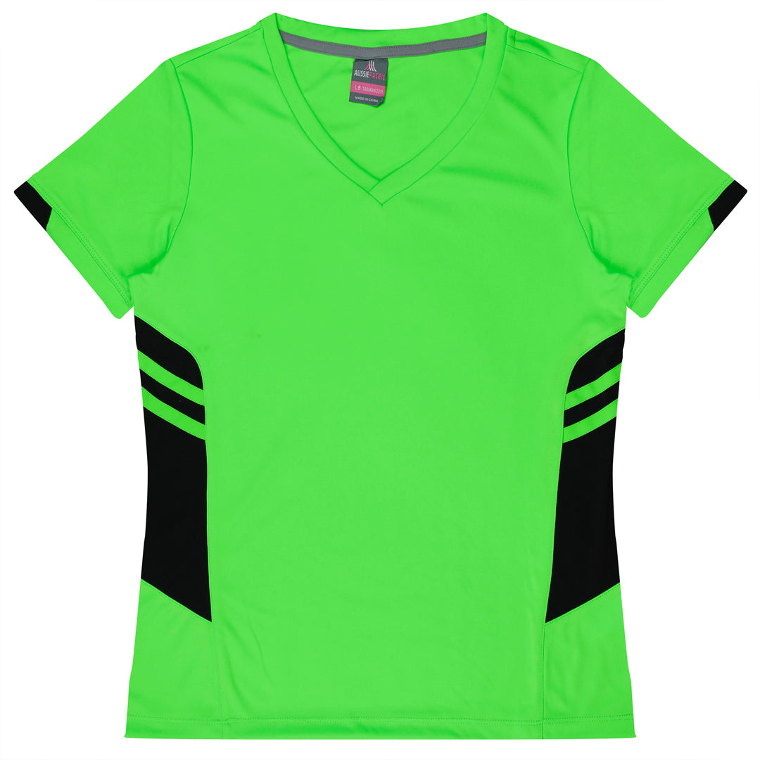 Aussie Pacific The Tasman Tee | Ladies | Short Sleeve | Neon Base Neon Green/Black Shirts & Tops