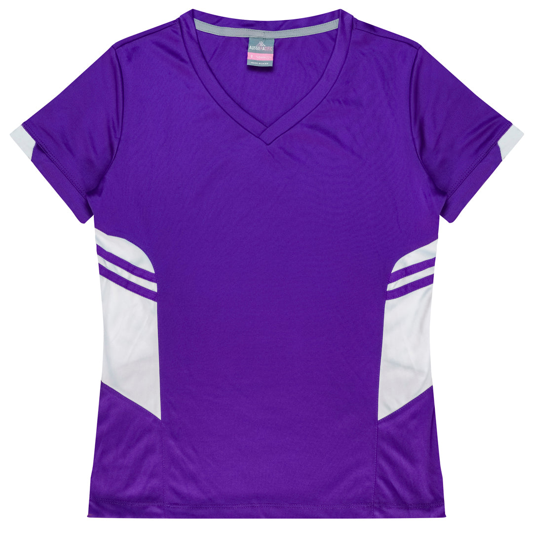 Aussie Pacific The Tasman Tee | Ladies | Short Sleeve | Mixed Base Purple/White Shirts & Tops