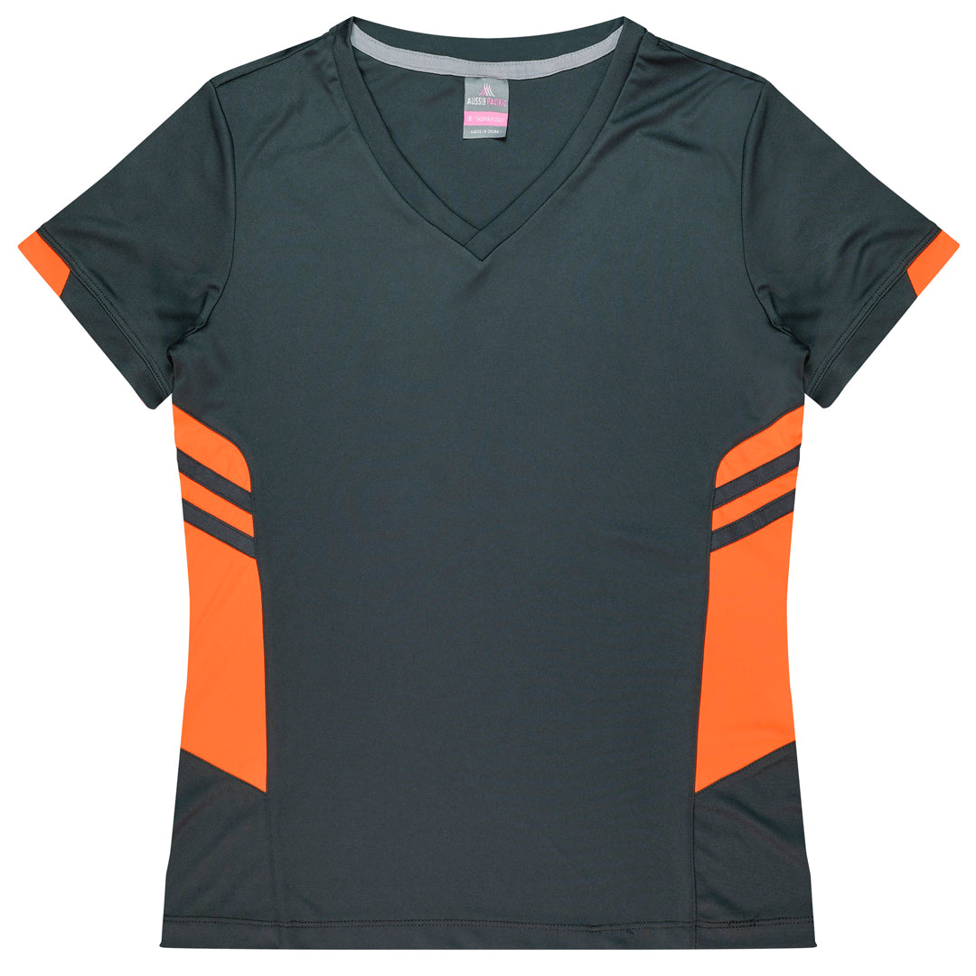 Aussie Pacific The Tasman Tee | Ladies | Short Sleeve | Grey Base Slate/Neon Orange Shirts & Tops