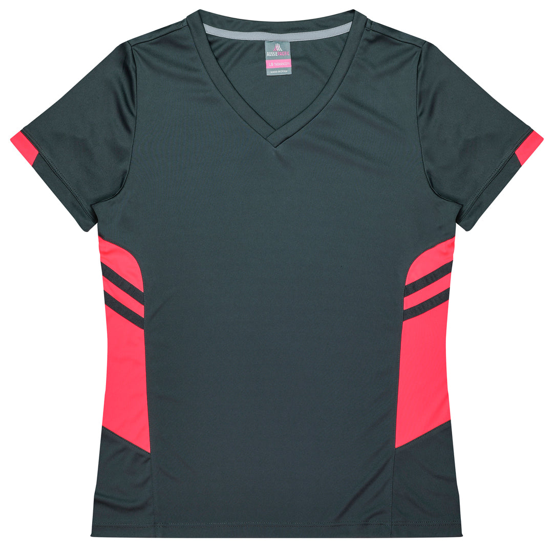 Aussie Pacific The Tasman Tee | Ladies | Short Sleeve | Grey Base Slate/Neon Pink Shirts & Tops