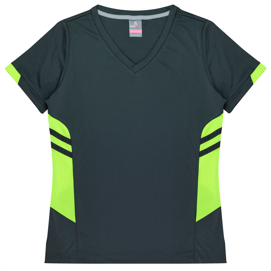 Aussie Pacific The Tasman Tee | Ladies | Short Sleeve | Grey Base Slate/Neon Yellow Shirts & Tops