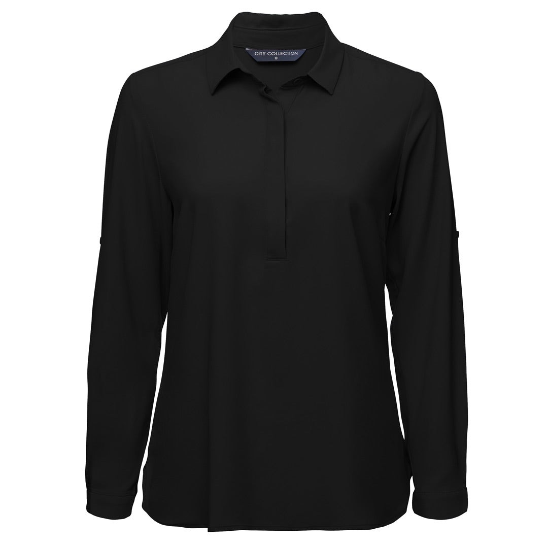 City Collection The Meghan Shirt | Ladies | Long Sleeve Black Shirts & Tops